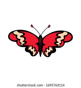 bello insecto de mariposa rojo estilo plano icono ilustración vectorial