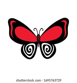 beautiful butterfly insect red flat style icon vector illustration design