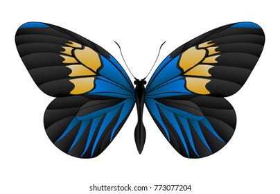 Beautiful butterfly isolated on a white background. Longwings or heliconians butterfly. 3D illustration