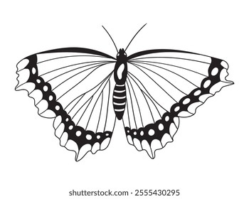 Beautiful butterfly line art in black and white, great for coloring pages, printables, and art projects. A perfect choice for kids and adults alike