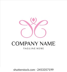 beautiful butterfly with line art style logo and feminine design concept design for beauty salon, cosmetics and spa.