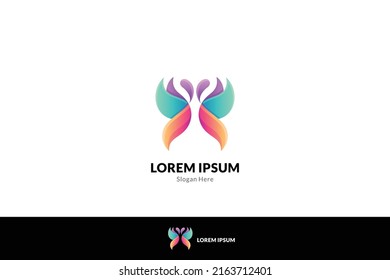 beautiful butterfly logo. 3d design style, geometric, cheerful, luxurious, feminine, young and modern. suitable for beauty products, beauty clinics, skin care, health