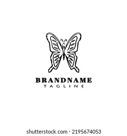 beautiful butterfly logo cartoon icon design template black modern isolated vector illustration