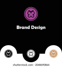 beautiful Butterfly logo design template in a circle
