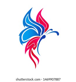 Beautiful butterfly logo icon on white background cartoon vector illustration