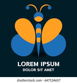 Beautiful butterfly logo . Vector illustration isolated on background . 