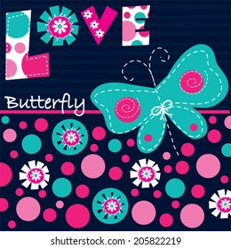 beautiful butterfly love card vector illustration