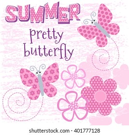 Beautiful butterfly lovely vector card, T-shirt design 