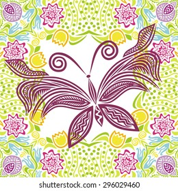 Beautiful butterfly and nature pattern background vector illustration