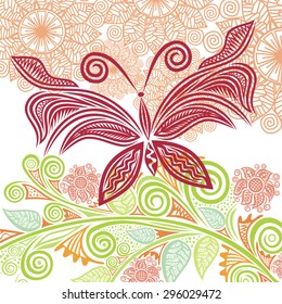Beautiful butterfly and nature pattern background vector illustration