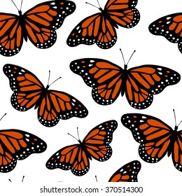 Beautiful butterfly on a white background.Vector seamless pattern
