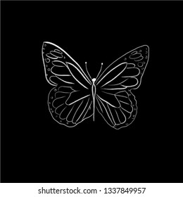 beautiful butterfly one line draw vector illustration