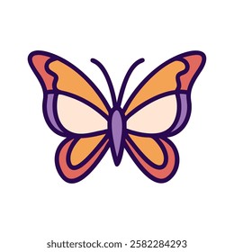 Beautiful butterfly with orange and purple wings