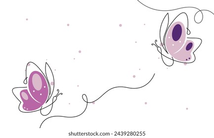 Hermoso vector de fondo de contorno de mariposa