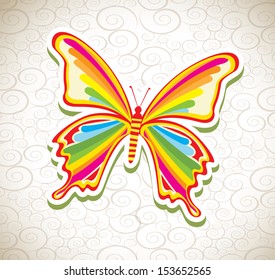 beautiful butterfly over pattern background vector illustration