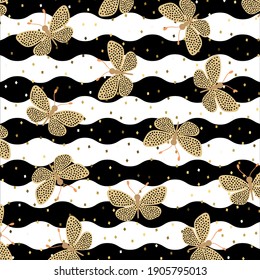 Beautiful butterfly pattern with black and white background