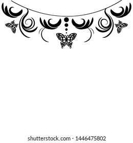 beautiful butterfly pattern spiral sticker decoration vector