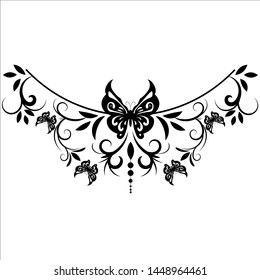 beautiful butterfly pattern spiral sticker decoration vector