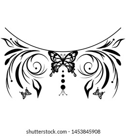 beautiful butterfly pattern spiral sticker decoration vector