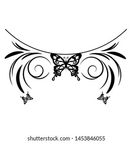 beautiful butterfly pattern spiral sticker decoration vector