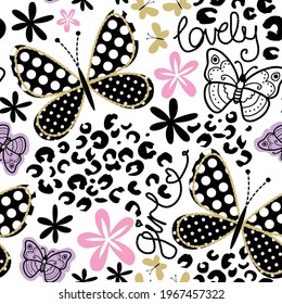 Beautiful butterfly seamless pattern. Can be used for textile,  background, book cover, packaging.