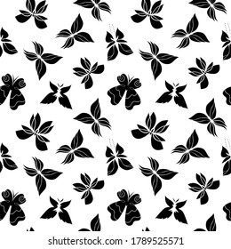 Hermoso Patrón de Mariposa sin Marea. Sótano elegante con mariposas. Papel pintado en blanco y negro para su diseño impreso o web, tela, papel envolvente. Vector EPS 8.