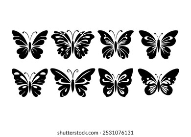 Beautiful butterfly silhouette outline vector set graphic design file.