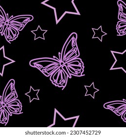 Beautiful butterfly silhouette seamless pattern for fabric, background or wallpaper.