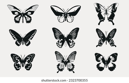 beautiful butterfly silhouette vector bundle