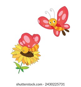 A beautiful butterfly sitting on a flower vector illustration