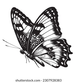 Hermoso boceto de mariposa dibujado a mano en ilustración de estilo doodle