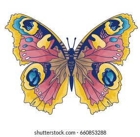  beautiful butterfly, sketch style vector illustration