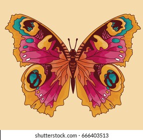  beautiful butterfly, sketch style vector illustration