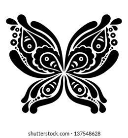 Beautiful butterfly tattoo. Artistic pattern in butterfly shape