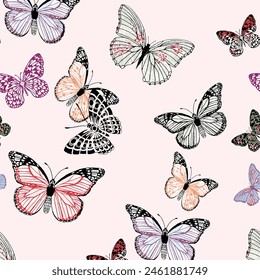 Beautiful butterfly textile pattern seamless vector design