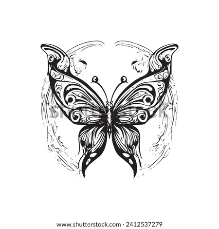 A beautiful butterfly tribal tattoo with intricate line art, Hand drawn illustration perfect for your next tattoo design. 