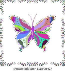 Beautiful butterfly vector pattern illustration design. Pictures in white, neutral and green colors.