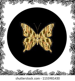 Beautiful butterfly vector pattern illustration design. Pictures in black, white and brown colors.