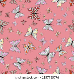 Beautiful butterfly vector pattern illustration design. Pictures in pink, gray and white colors.