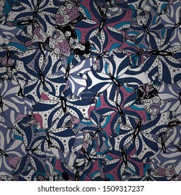Beautiful butterfly vector pattern illustration design. Pictures in violet, white and black colors. Seamless. Cute background for wrappers and wallpaper, design of fabric, paper.