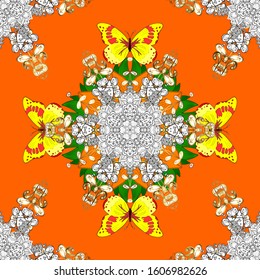 Beautiful butterfly vector pattern illustration design. Pictures in white, orange and yellow colors.