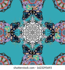 Beautiful butterfly vector pattern illustration design. Pictures in blue, gray and neutral colors.
