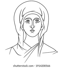 beautiful byzantine icon virgin deva divine outline art vector illustration mary madonna