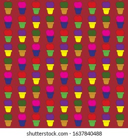 beautiful cacti plants in housing succulent. hand made cartoonish pattern for textile, wallpaper, textile etc.