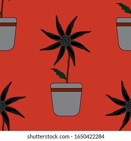 beautiful cacti plants in housing succulent. hand made cartoonish pattern for textile, wallpaper, textile etc.