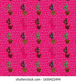 beautiful cacti plants in housing succulent. hand made cartoonish pattern for textile, wallpaper, textile etc.