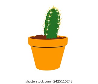 Hermoso cactus en un diseño de vector de olla naranja