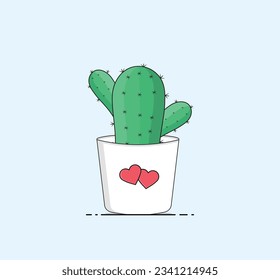 beautiful cactus with pot flat design