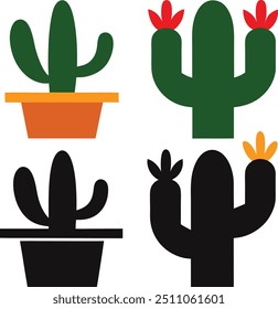 Vetor de conjunto de cactos bonito com uma coleção diversificada de desenhos de cactos