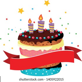 beautiful cake festive vector illustration
